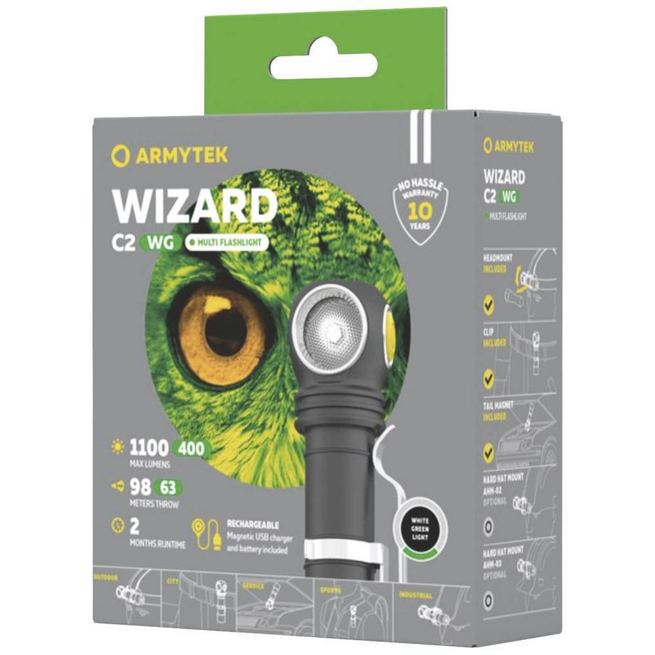 ArmyTek  Wizard C2 WG Magnet USB White Multi-Taschenlampe 3 in 1 mit kräftigem und Licht 