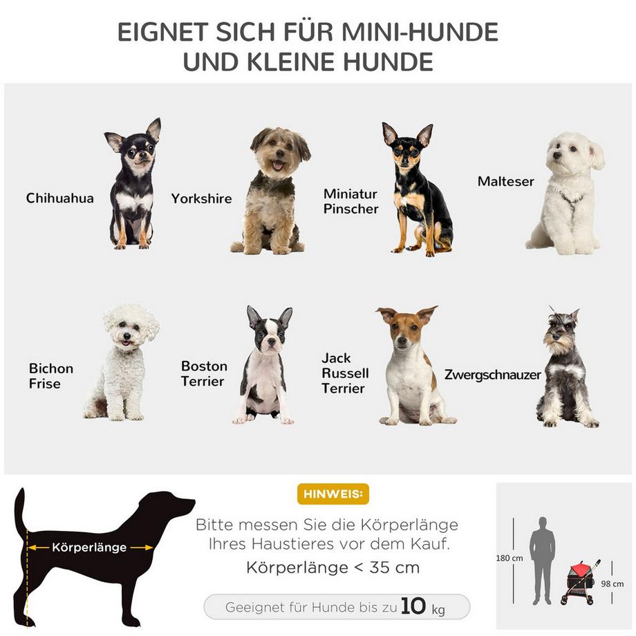 Northio  Hundewagen, 2 In 1 Hundetrolley, Tragetasche, Faltbarer Hundebuggy Mit Kissen, Für Kleine Hunde, Katzen, Netzfenster, Oxfordstoff 