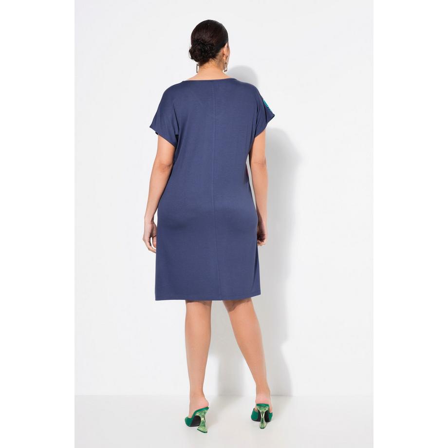 Ulla Popken Abito Jersey Mantella Chiffon Scollo V Mezze Maniche  