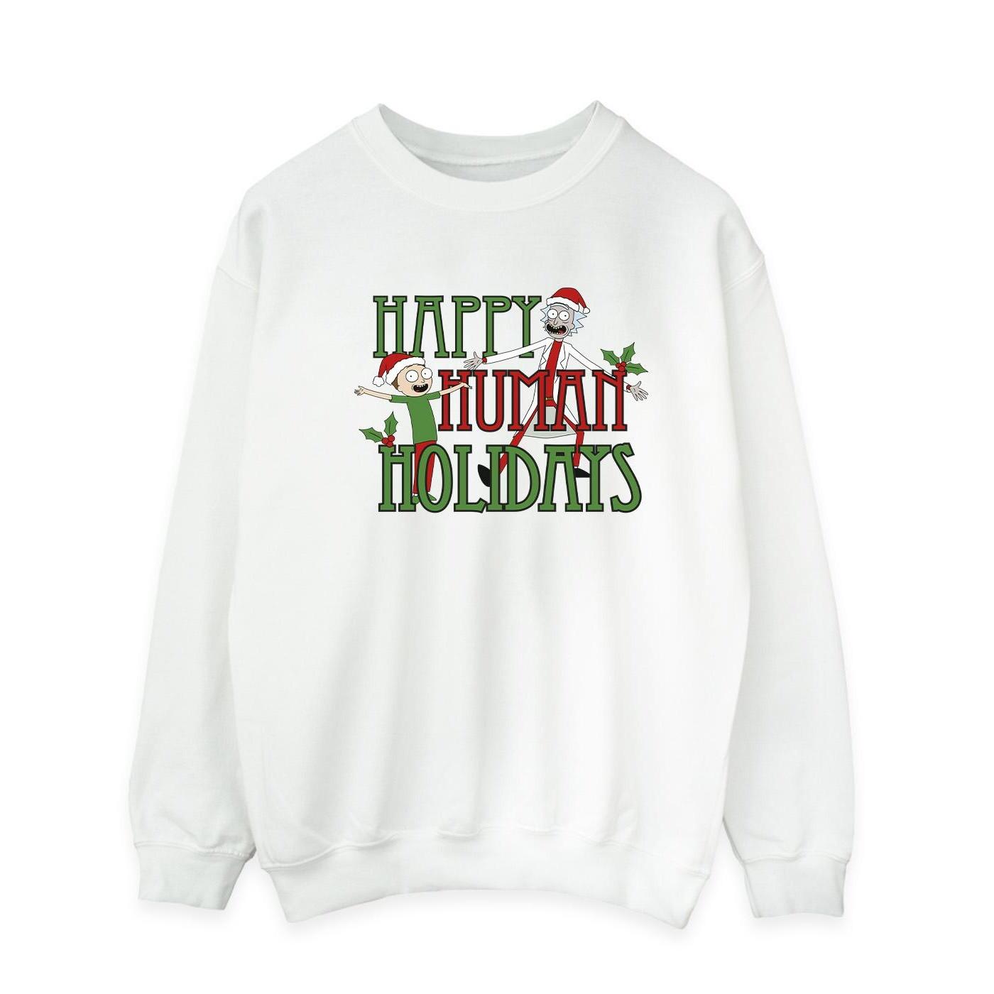 Image of Happy Human Holidays Sweatshirt Herren Weiss S