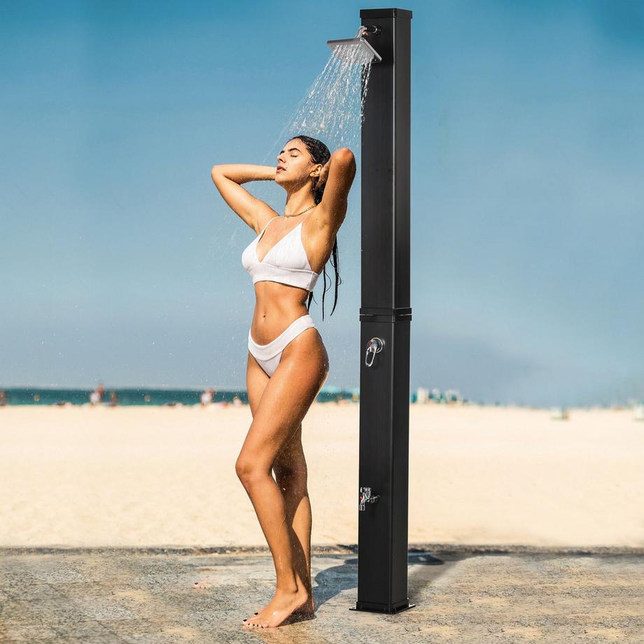 Northio  Solardusche 40L, Außendusche, Pooldusche Mit Fußdusche Und Regenduschkopf, Wassertemperatur Bis 60°C, Inkl. Montagematerial, Schwarz 