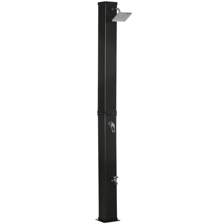 Northio  Solardusche 40L, Außendusche, Pooldusche Mit Fußdusche Und Regenduschkopf, Wassertemperatur Bis 60°C, Inkl. Montagematerial, Schwarz 