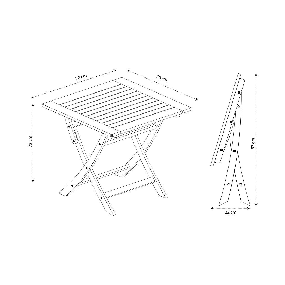 Contini Table de jardin pliante Eucalyptus  