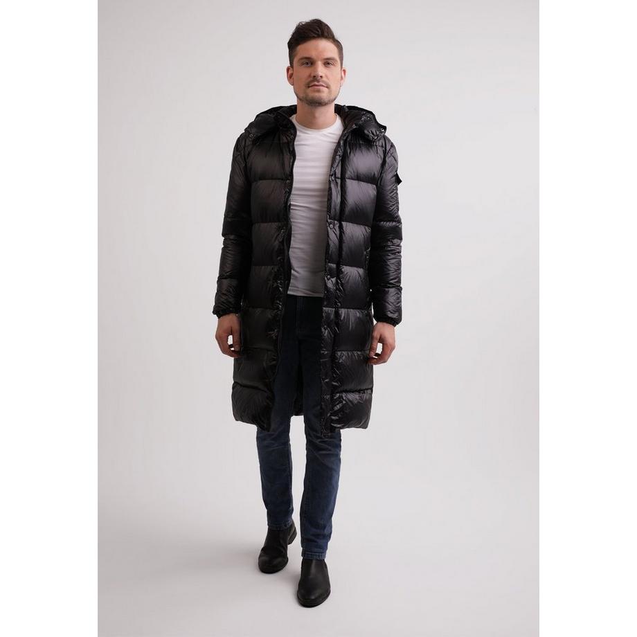 CASH-MERE.CH Lungo Piumino con Cappuccio Fodera in Cashmere  