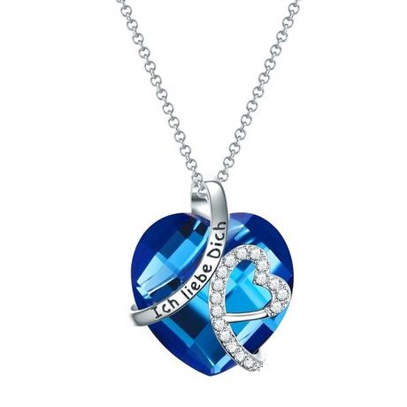 Rafaela Donata  Femme Collier tendance Coeur avec citation "Ich liebe Dich" 