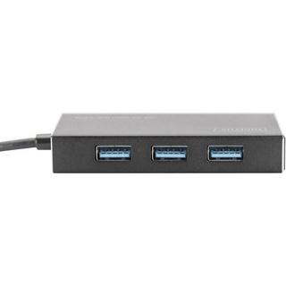 Digitus  USB 3 Hub, 4-port, bis zu 5 Gbit/s, Aluminium, inkl. 2A Netzteil 