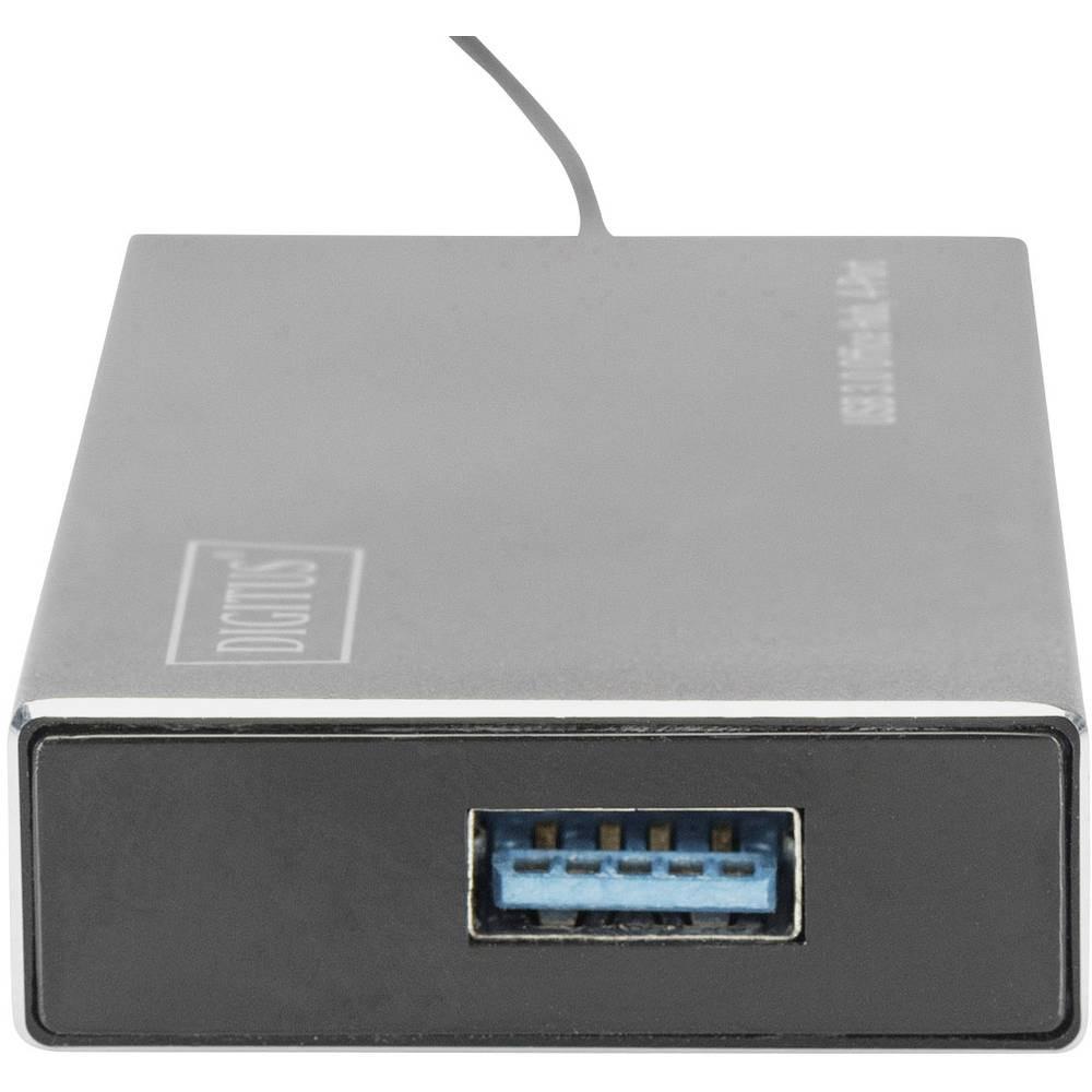 Digitus  USB 3 Hub, 4-port, bis zu 5 Gbit/s, Aluminium, inkl. 2A Netzteil 