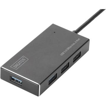 USB 3 Hub, 4-port, bis zu 5 Gbit/s, Aluminium, inkl. 2A Netzteil