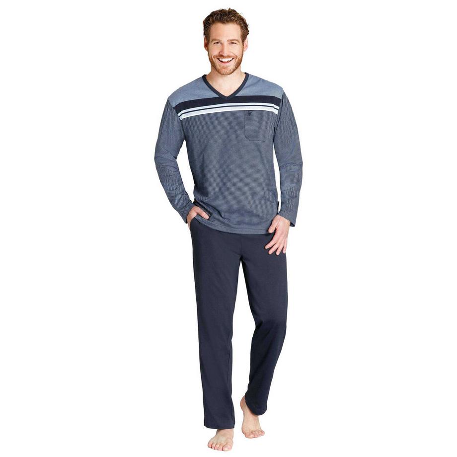 hajo Pyjama coupe confortable haut rayé pantalon uni  