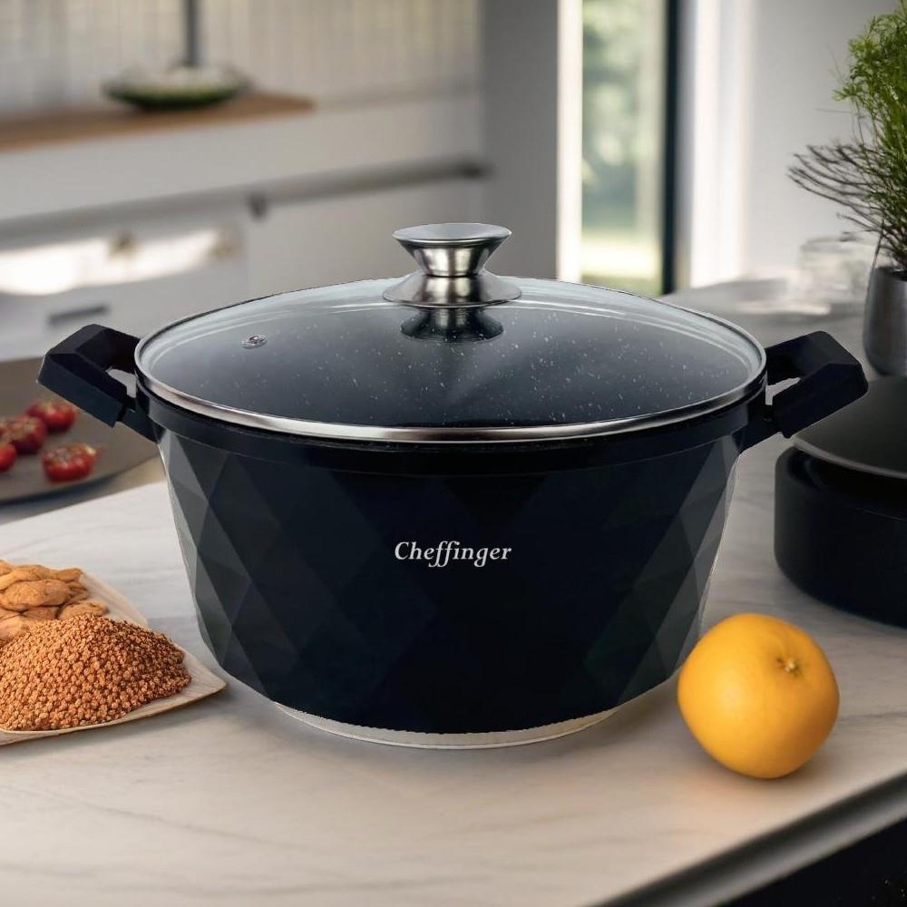 Cheffinger Casseruola con coperchio in vetro - 24 cm  