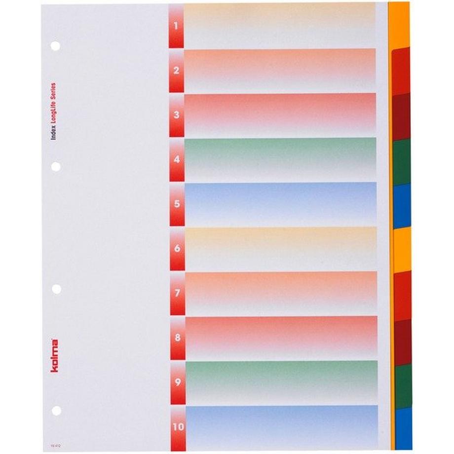 Kolma  KOLMA Register LongLife XL A4 19.412.20 blanko, 10farb. tabs, 4-Loch 