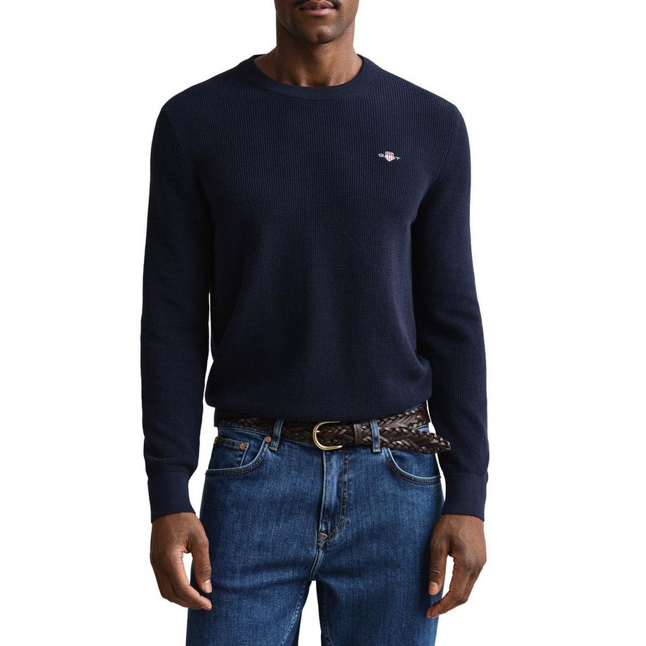 GANT Maglione in cotone micro texture collo tondo  
