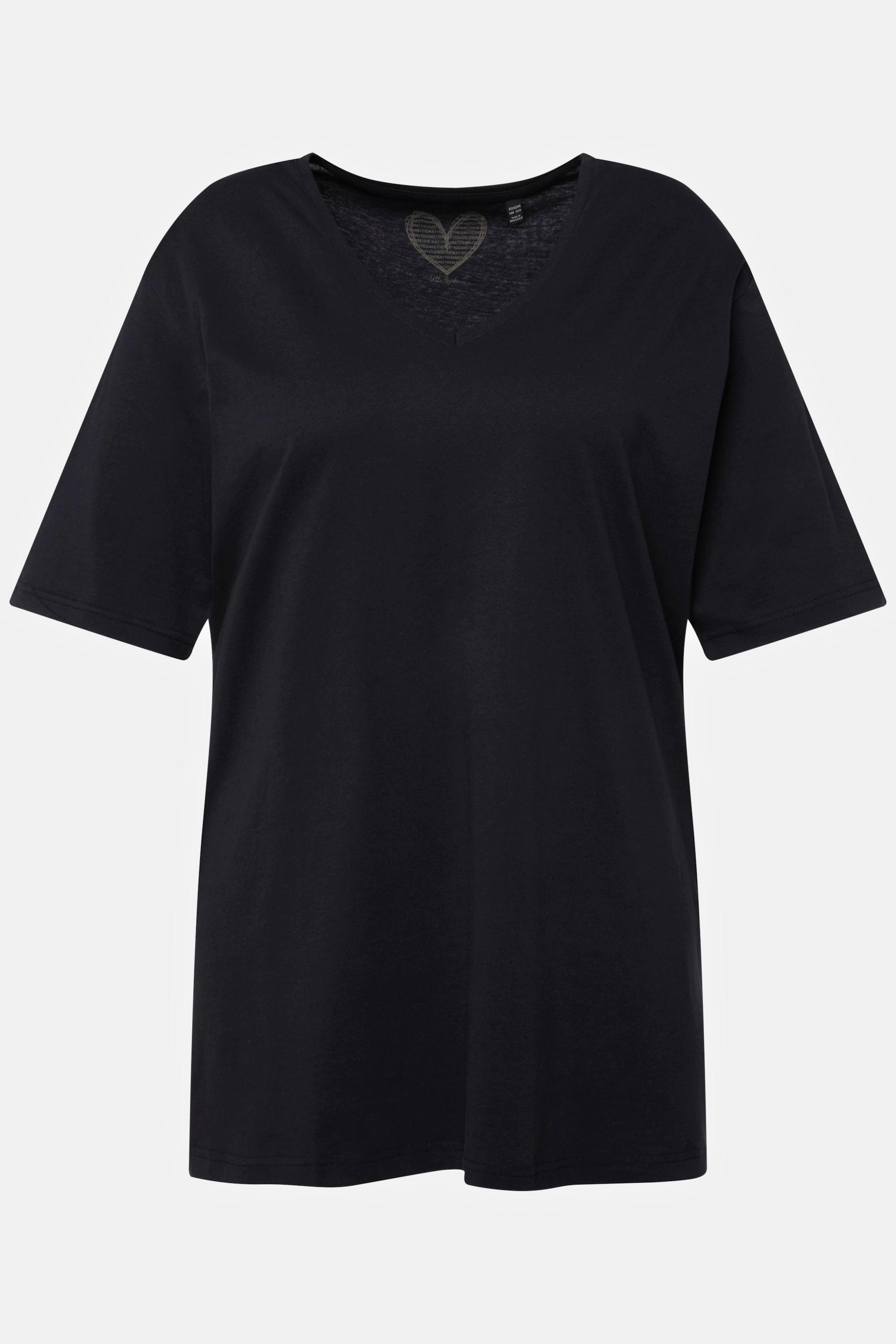 Ulla Popken  T-shirt dalle linee morbide con scollo a V e mezze maniche 