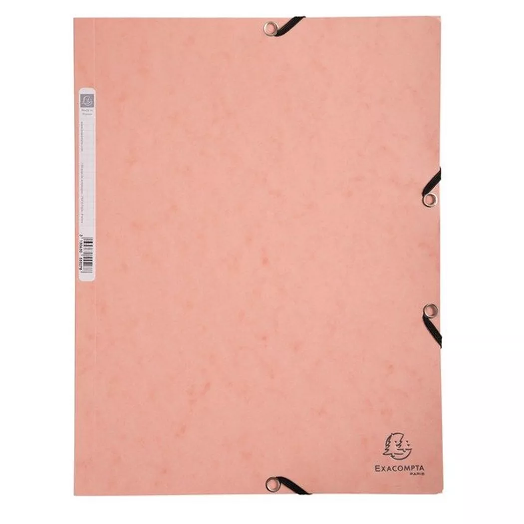 Exacompta Aquarel Elasticated 3 Flap Folder A4 400g, Coral, Pack of 25, Coral