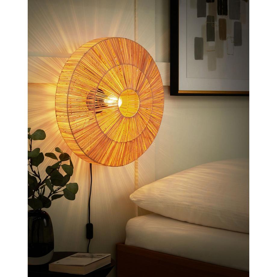Beliani Wandlampe aus Stroh  LUMUT  