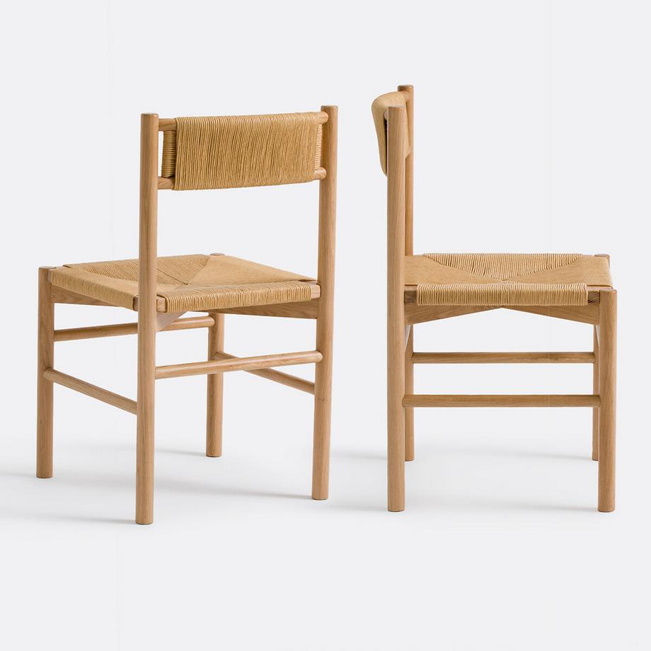 La Redoute Intérieurs Lot 2 Stühle Eiche und Papier Seil  