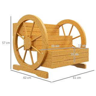 Northio Fioriera con ruota del carro 61 x 62 x 57 cm Resistente agli agenti atmosferici Idrorepellente Fori di drenaggio a 3 livelli Legno di abete Teak  