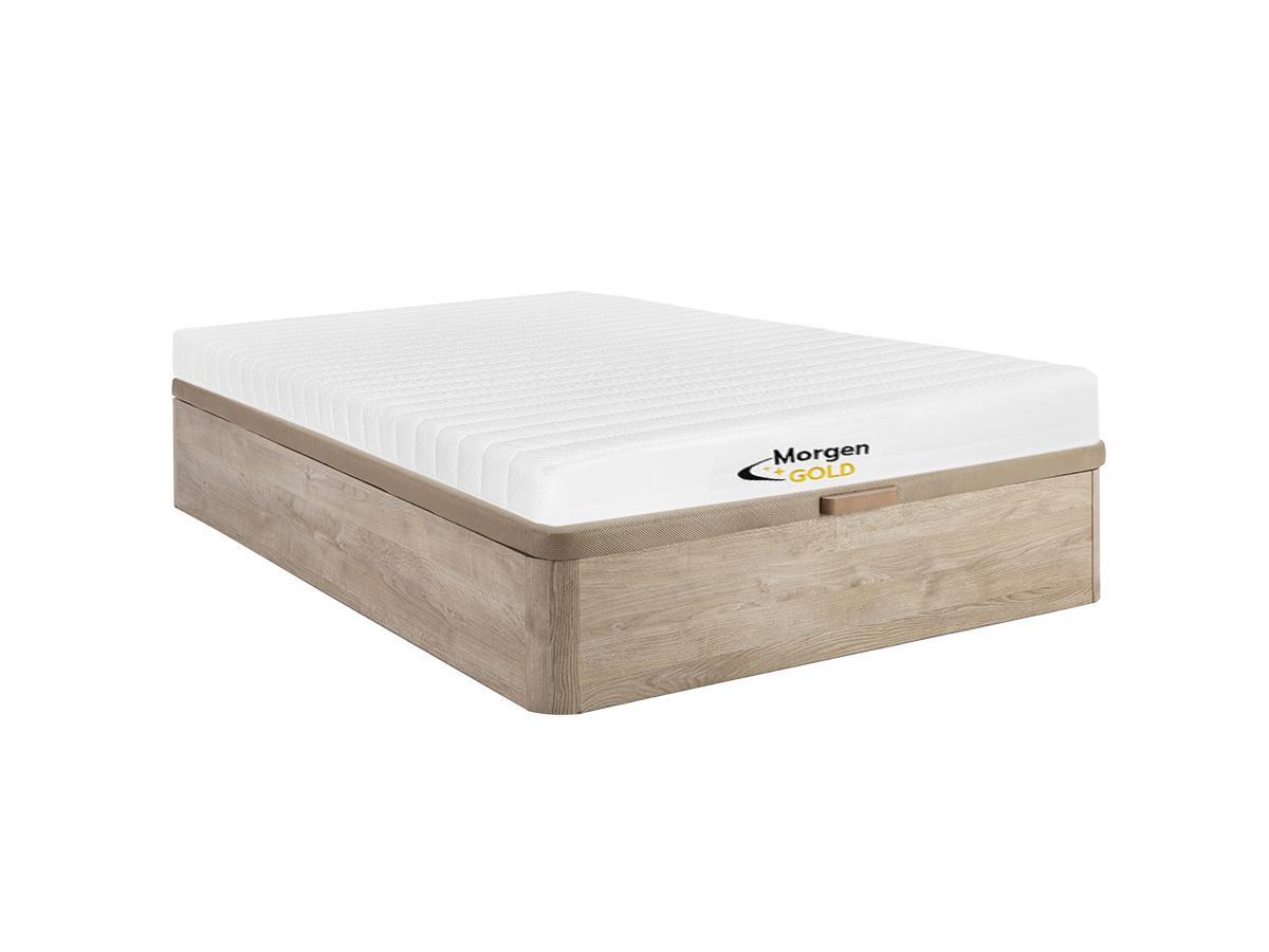 Vente-unique Ensemble 140 x 190 cm sommier coffre naturel clair + matelas mousse 7 zones ép.12cm - STELO de MORGENGOLD  