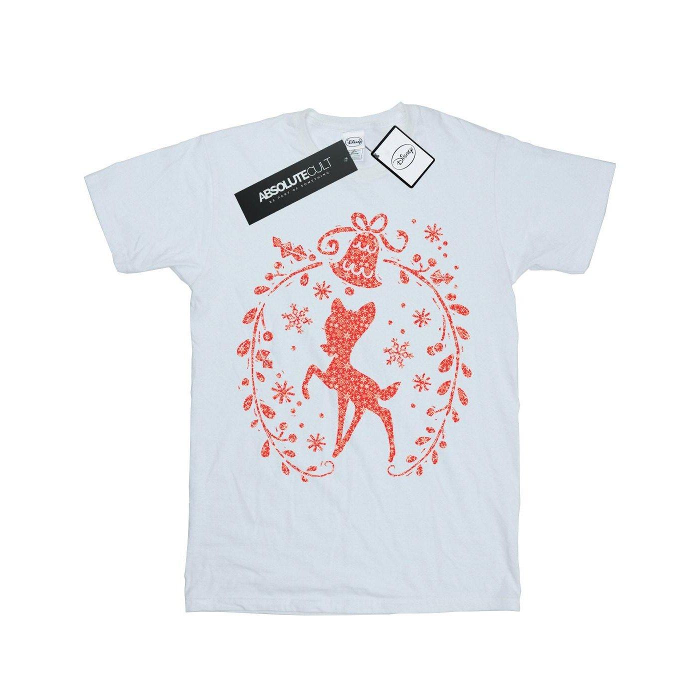Image of Bambi Christmas Wreath Tshirt Unisex Weiss 140/146