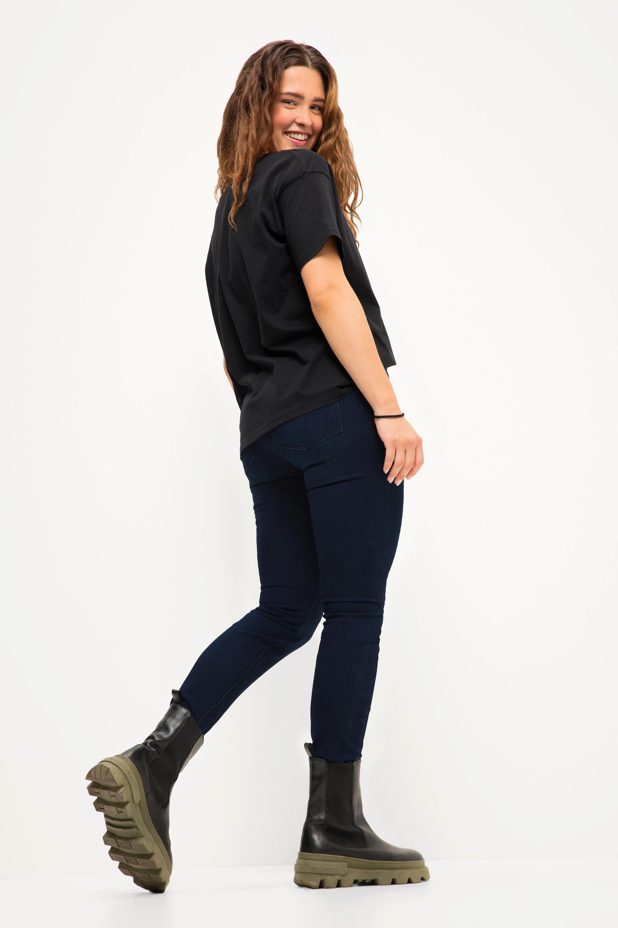 Studio Untold  Skinny jeans con orlo tagliato, cinque tasche, cintura elastica e zip 