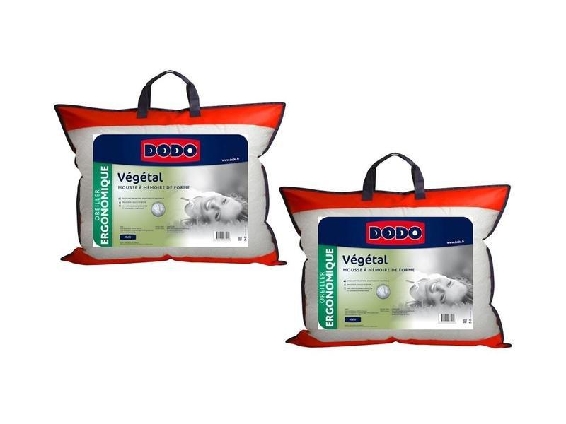 DODO VEGETAL Lot de 2 Oreillers Ergonomiques à Mémoire de Forme  