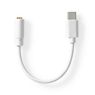 Nedis  Adaptateur USB-C™ | USB 2.0 | USB-C™ mâle | 3.5 mm femelle | 0.10 m | Rond | Nickelé | PVC | Blanc | Boîte 