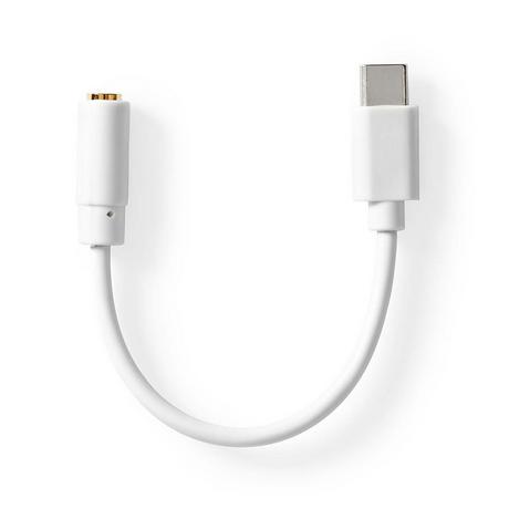 Nedis  Adaptateur USB-C™ | USB 2.0 | USB-C™ mâle | 3.5 mm femelle | 0.10 m | Rond | Nickelé | PVC | Blanc | Boîte 