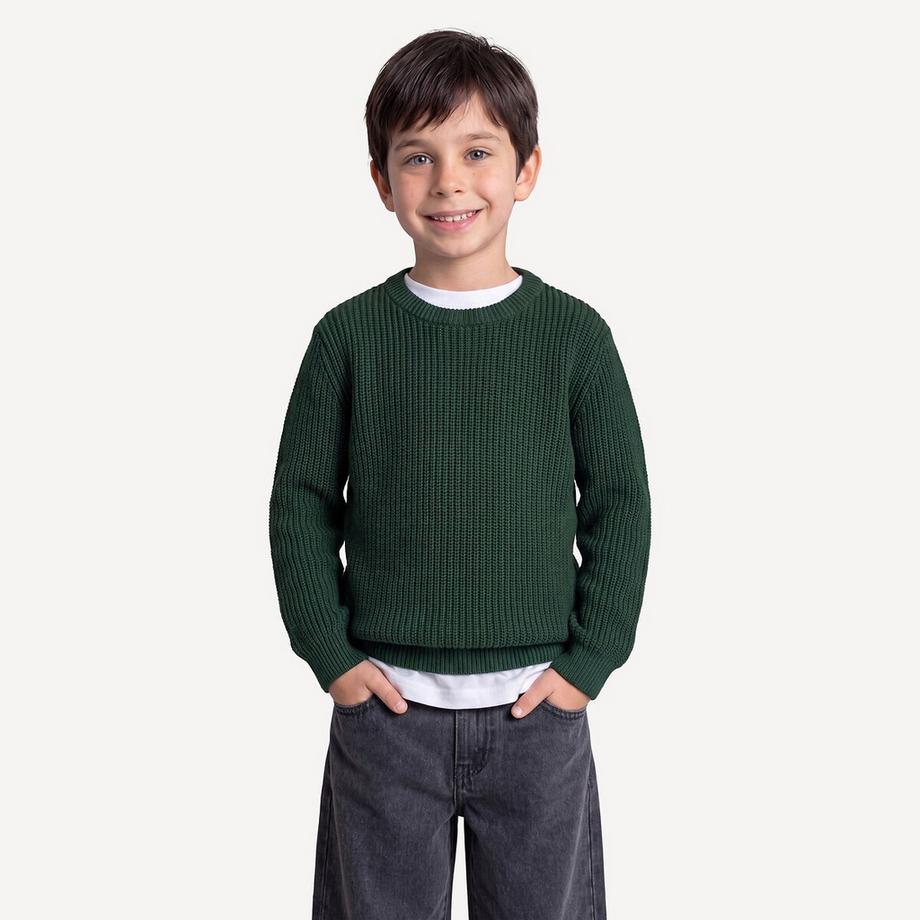 Gerippter Pullover mit rundem Ausschnitt