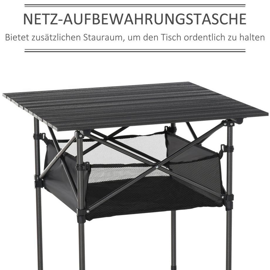 Northio Campingtisch Faltbarer Klapptisch Aus Aluminium, Leicht, Tragbar Mit Netztasche, Schwarz, 70X70X69Cm  