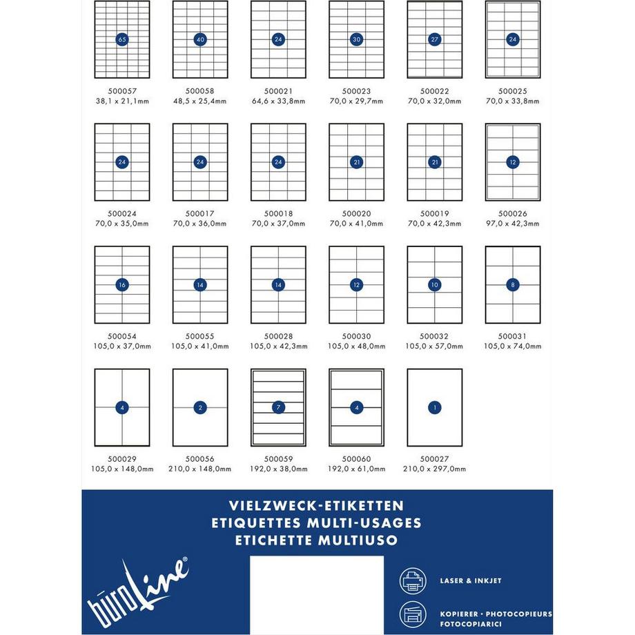BÜROLINE BÜROLINE Etiketten 105×41mm 500055 weiss 1400 Stück  