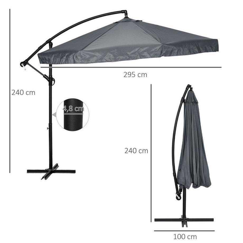 Northio Ampelschirm 295X295Cm Sonnenschirm Handkurbel Moskitonetz 360° Drehbar Gartenschirm 8 Personen Marktschirm Balkon Stahl Polyester  