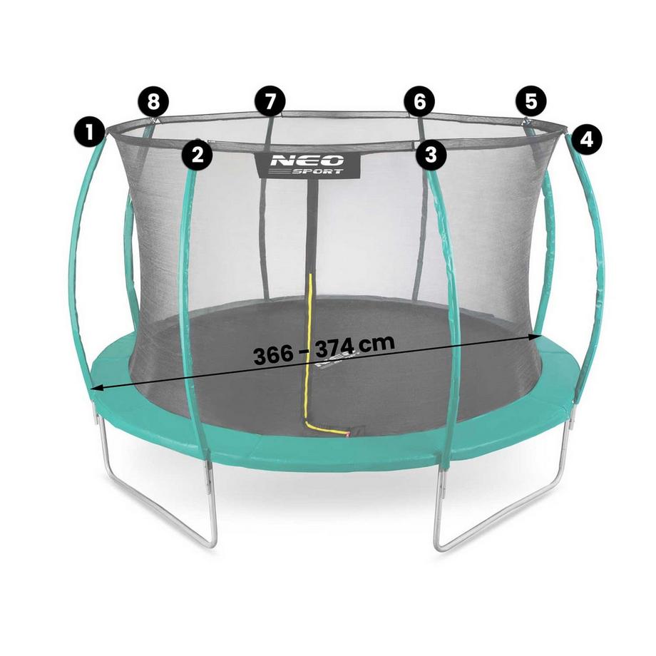 B2X Rete di sicurezza interna per trampolino elastico 374 cm 12ft Neo-Sport  