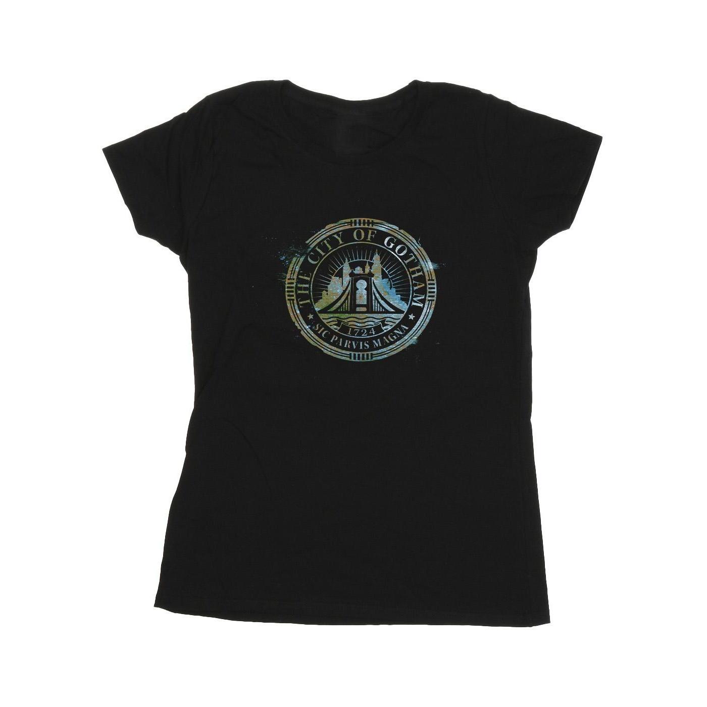Image of The Batman City Of Gotham Magna Crest Tshirt Damen Schwarz S