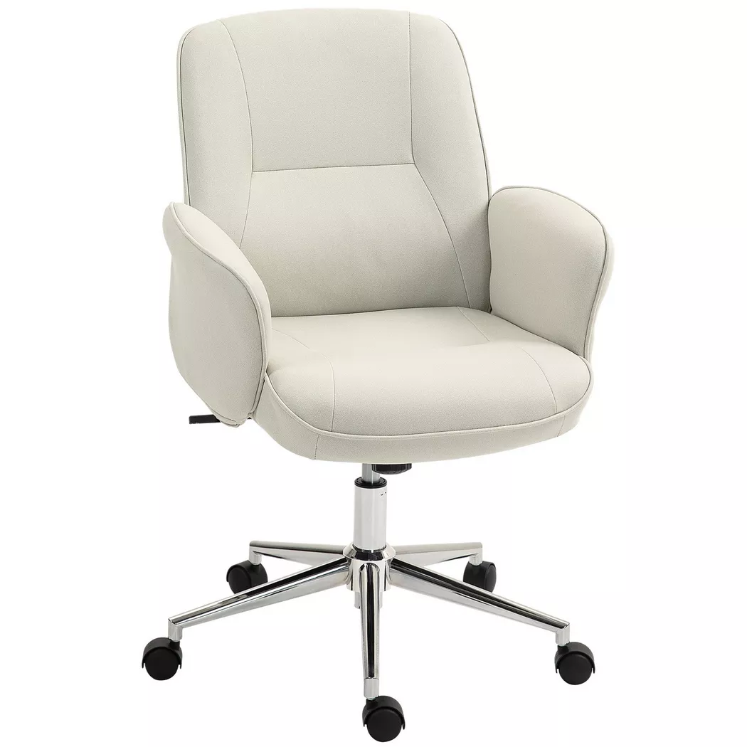 Northio – Bürostuhl mit Wippfunktion Schreibtischstuhl höhenverstellbarer Drehstuhl ergonomischer Arbeitsstuhl modern Belastbar bis 120 kg Mikrofaser Cremeweiß 67 x 69 92-102 cm, 70 cm