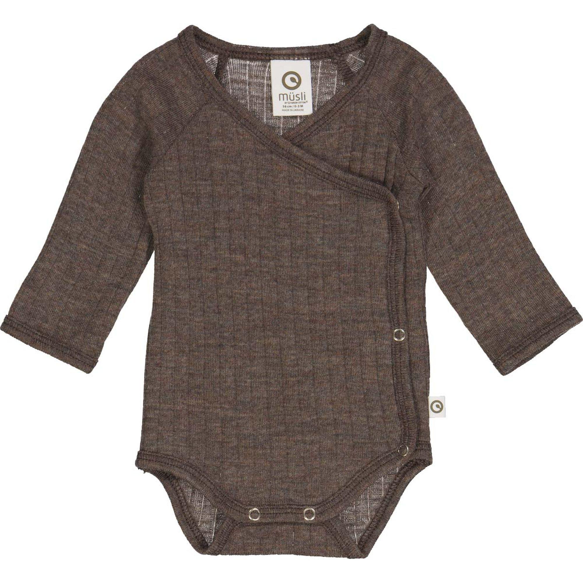 Image of Langarmbody Aus Merinowolle Unisex Nussbaum 56