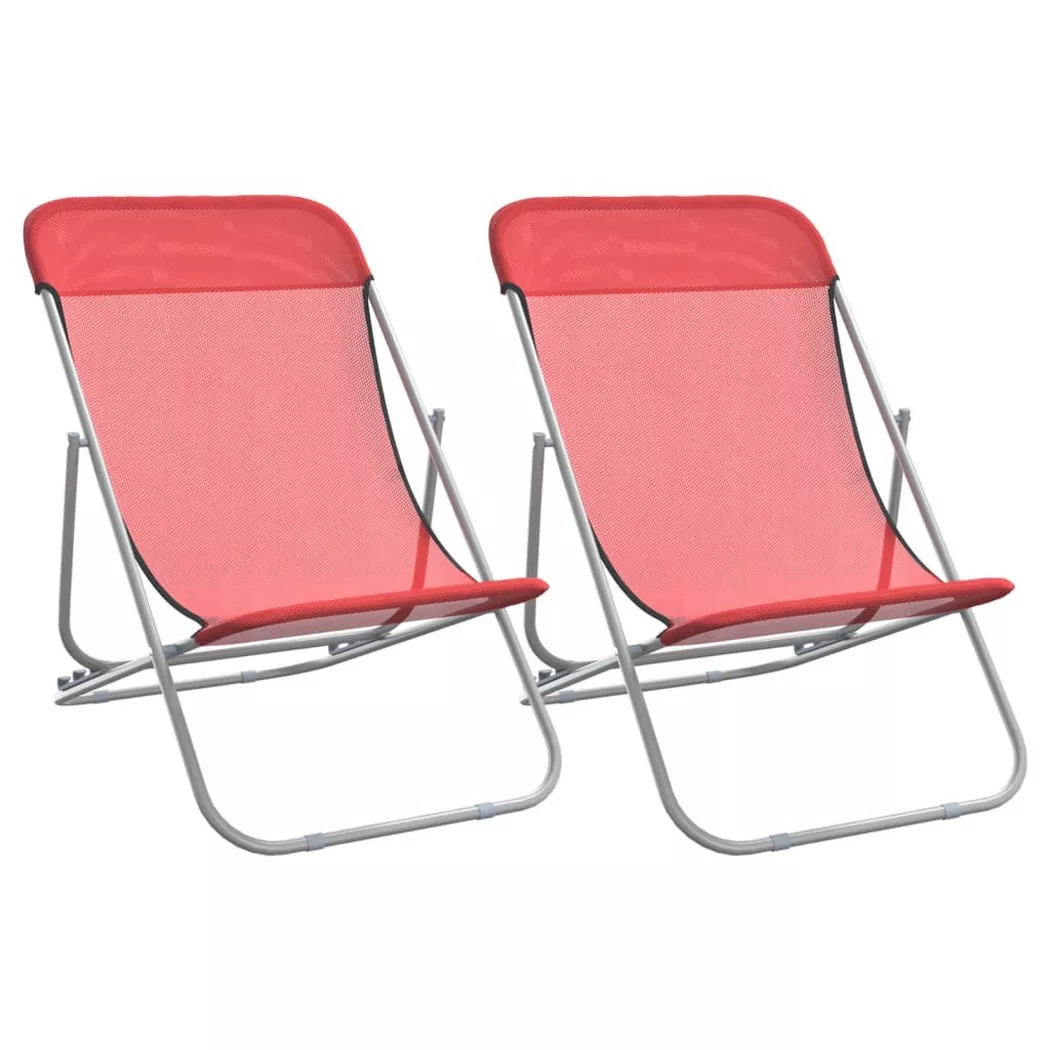 VidaXL - Strandstuhl stahl, One Size, Rot Bunt
