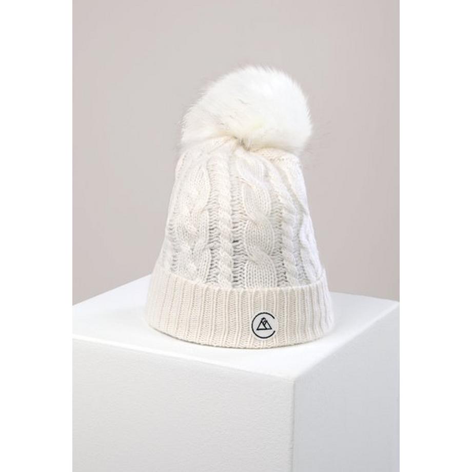 CASH-MERE.CH Berretto in cashmere a trecce con pompon  