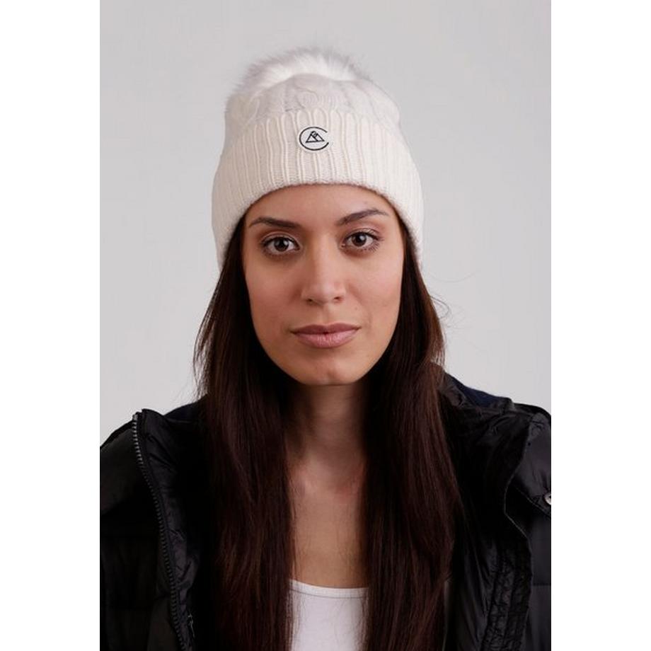 CASH-MERE.CH Berretto in cashmere a trecce con pompon  