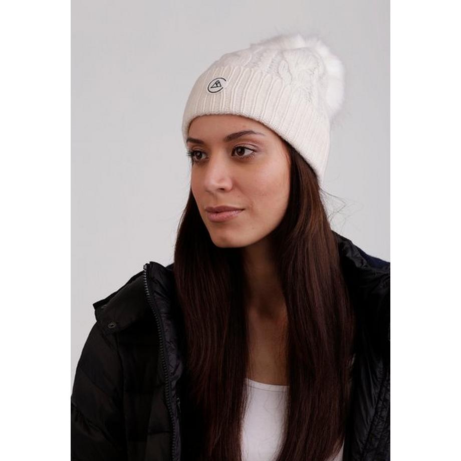 CASH-MERE.CH Berretto in cashmere a trecce con pompon  