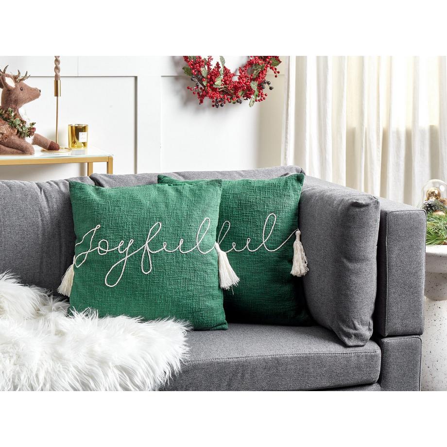 Beliani Set di 2 cuscini en Cotone  ELETTARIA  