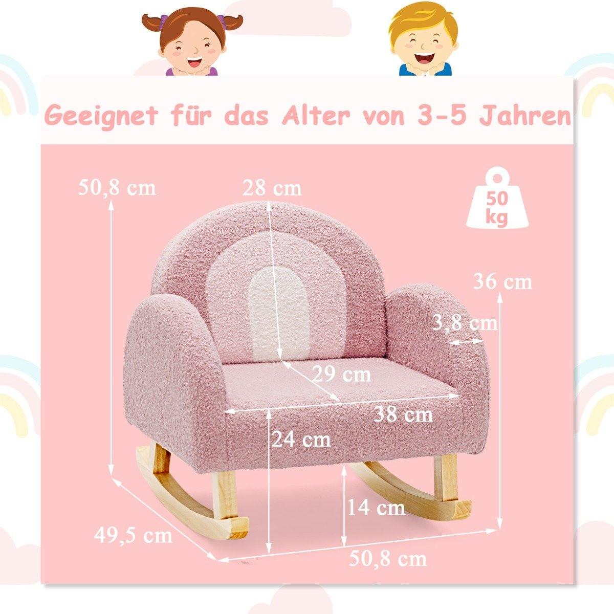 Northix  Kinder Gepolsterter Schaukelstuhl mit Massivholzbeinen Rosa 