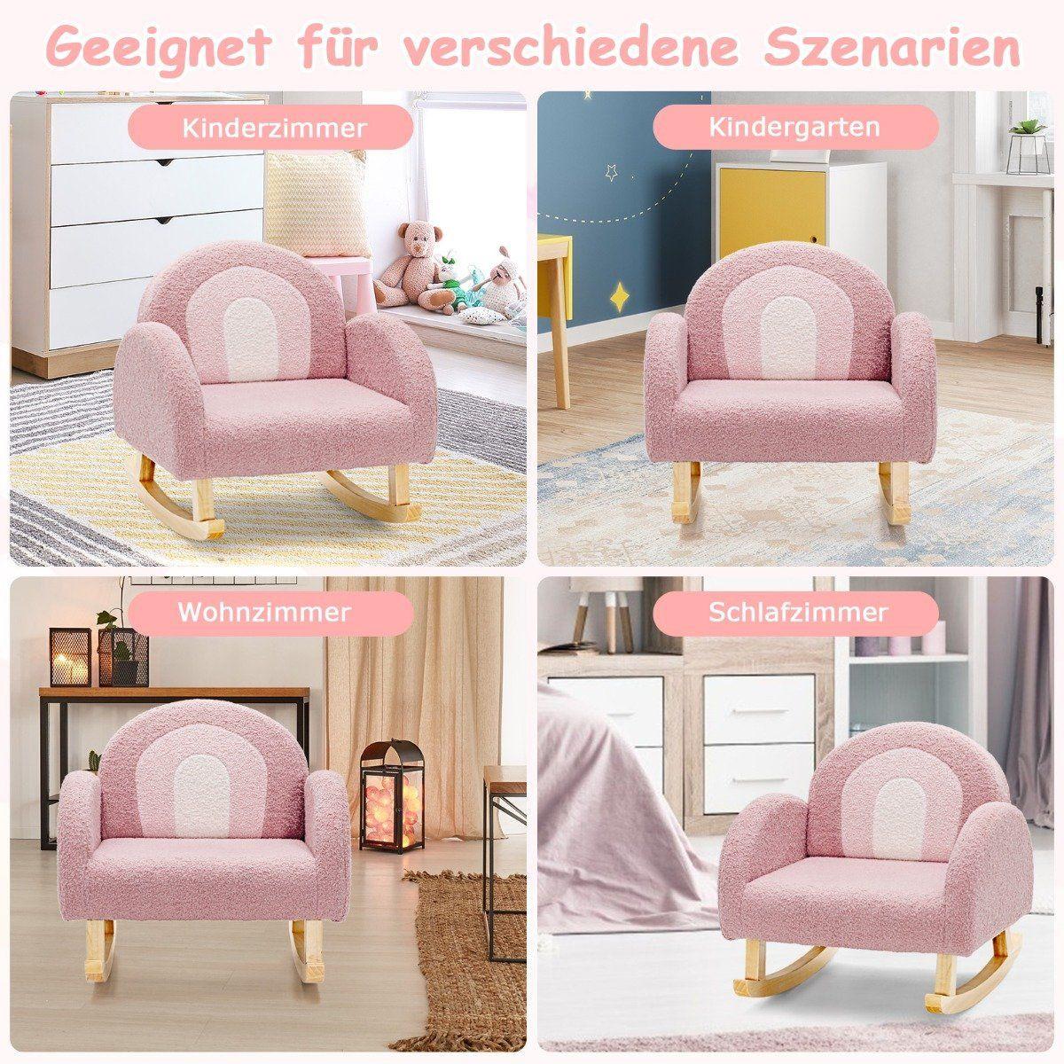 Northix  Kinder Gepolsterter Schaukelstuhl mit Massivholzbeinen Rosa 