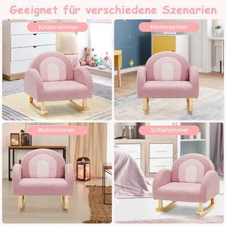 Northix  Kinder Gepolsterter Schaukelstuhl mit Massivholzbeinen Rosa 