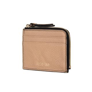 Kate Lee  Porte-cartes avec porte-monnaie zippé en cuir Alois couleur beige 