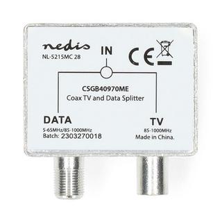 Nedis  Adaptateur satellite et antenne | F Hona / IEC (Coax) Hane | IEC (Coax) Hona | Nickel Platerad | 75 Ohm | Rak | Metal | Metal / Silver | 1 st. | Verrouillage 