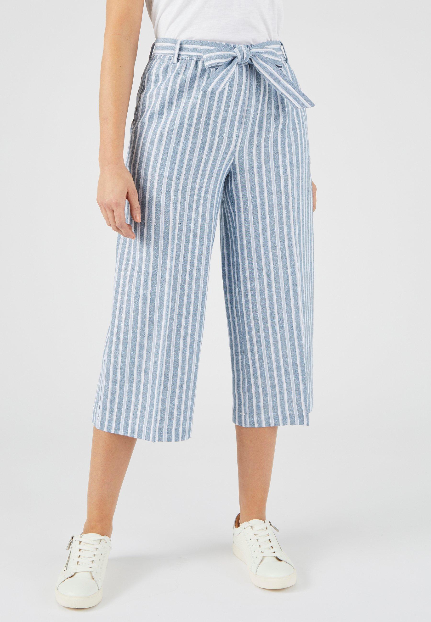 Image of 3/4-hose Aus *leinenmix. Damen Blau 46