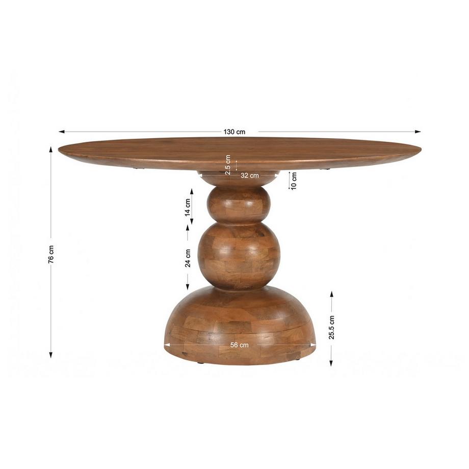 mutoni Table de salle à manger Luminia DRP nature 130x130  