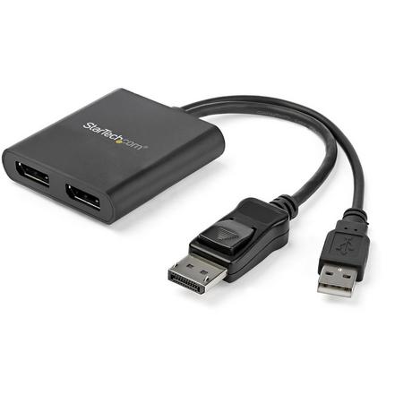 STARTECH.COM  StarTech.com Répartiteur DisplayPort 1.2 à Deux Moniteurs, Adaptateur Multi-Moniteur DisplayPort vers 2x DP, Hub MST Double pour Ordinateur 4K 30Hz ou 1080p 60Hz, Alimentation par Bus USB - Windows Uniquement 