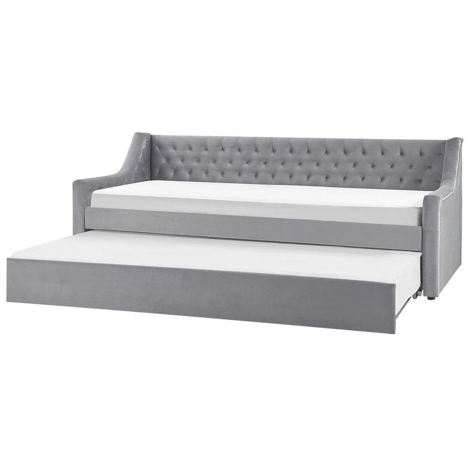 Beliani Lit à lattes en Velours Moderne MONTARGIS  