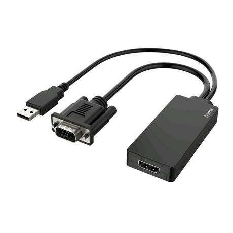 hama  Hama Cavetto adattatore ingresso VGA+USB/ uscita HDMI, Full HD 1080P, nero 
